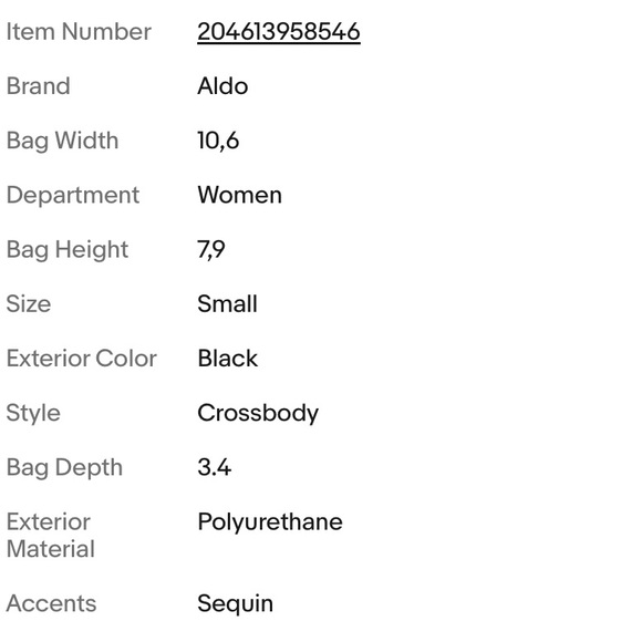 Aldo Sequin Embellishment Shoulder
messenger Crossbody Black Handbag NWOT - Picture 8 of 8